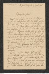 Nachlass Franz Steindachner, Brief von Rößler an Franz Steindachner (12.04.1876), Inv.Nr. 423.01, Seite 1